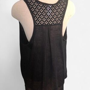 No Boundaries Black sheer Lace crochet Tank Top cover up flowy racerback large